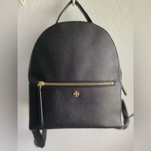 Authentic Tory Burch Emerson black leather backpack